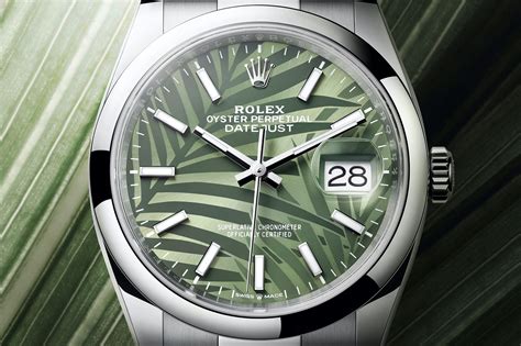 rolex green palm motif|rolex datejust 36 grey dial.